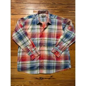 Forsyth of Canada Button Down Mens 2XL Plaid Non Iron Long Sleeve Shirt